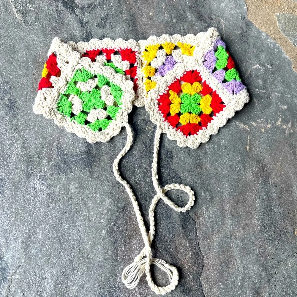 Small Floral Crochet Hair Wrap